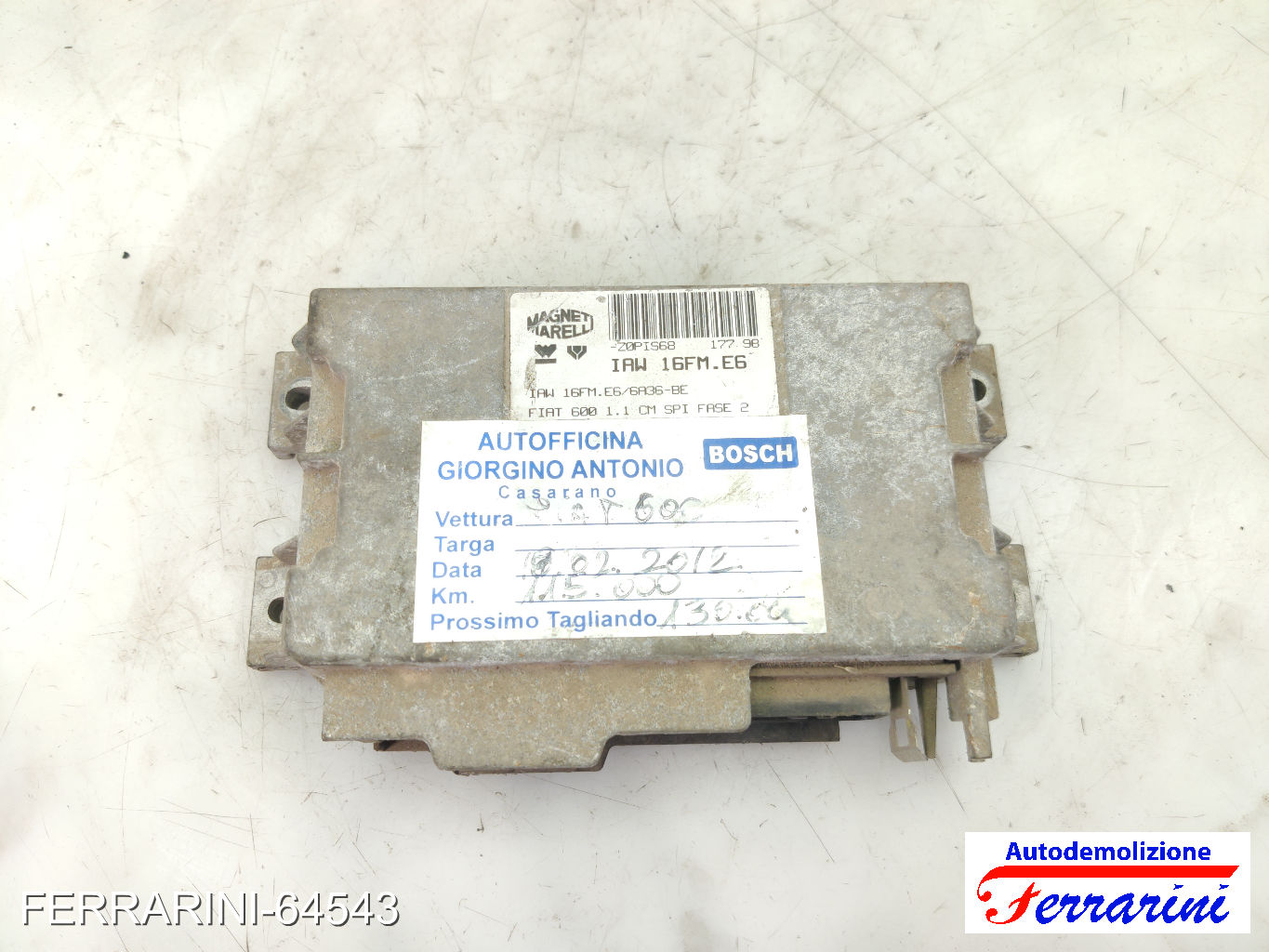 Centralina Motore FIAT SEICENTO 600 187 1.1 1998-2010 IAW16FME6, ZOPIS68