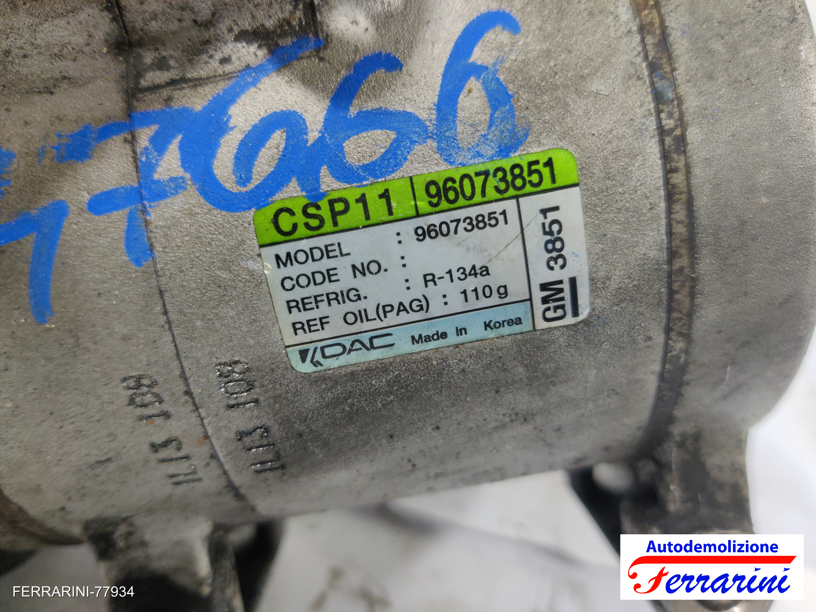 Compressore Clima CHEVROLET SPARK M300 1.0 2010-2015 96073851, 95967303 9