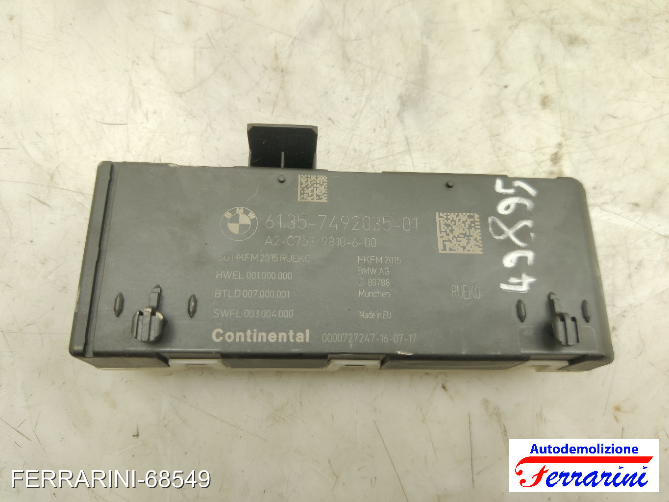 centralina HKFM portellone posteriore BMW X1 F48 SDRIVE 18D 2015-2023 9