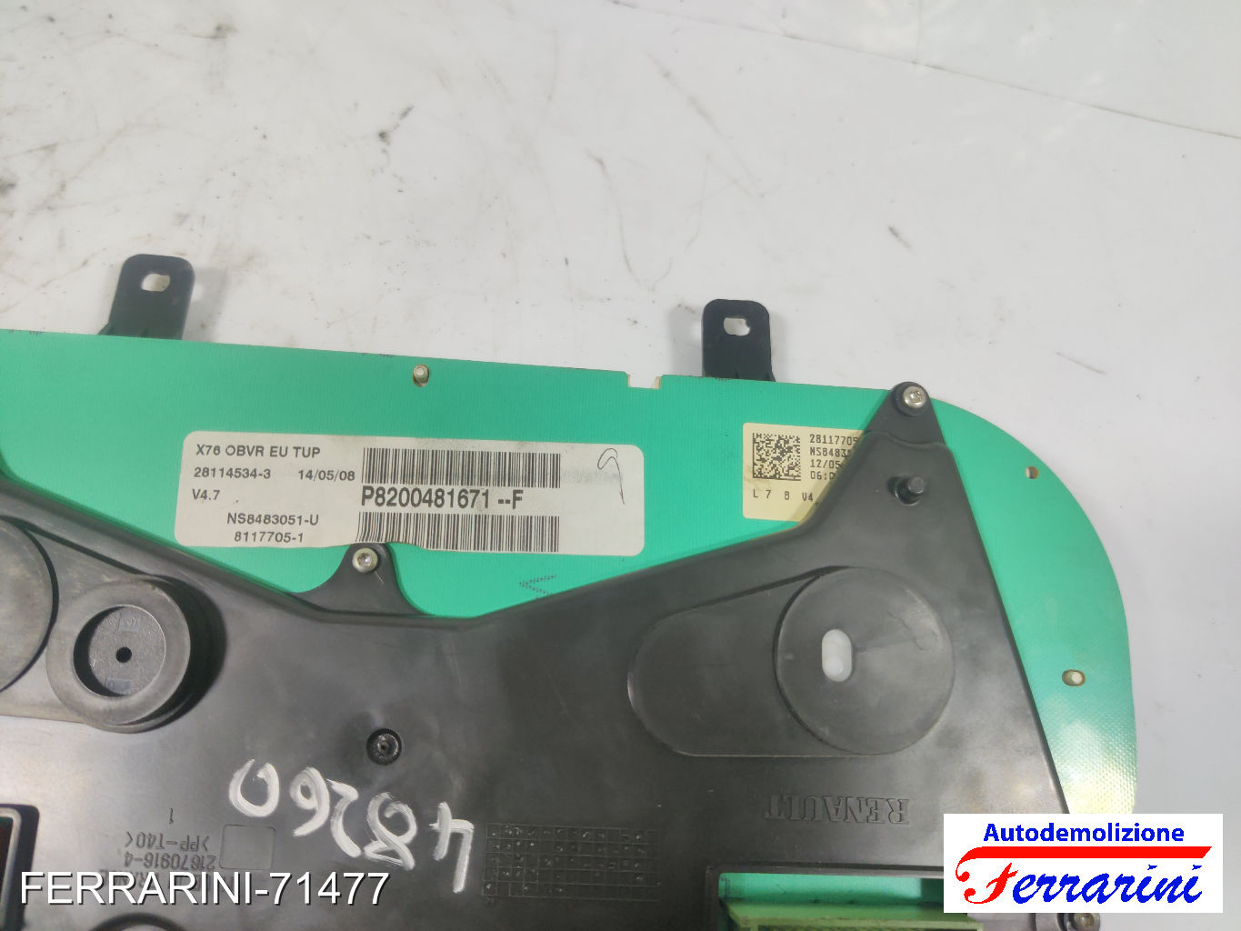 Quadro Contachilometri RENAULT KANGOO KC0/1 1.2 16V 2001-2023 8200481671