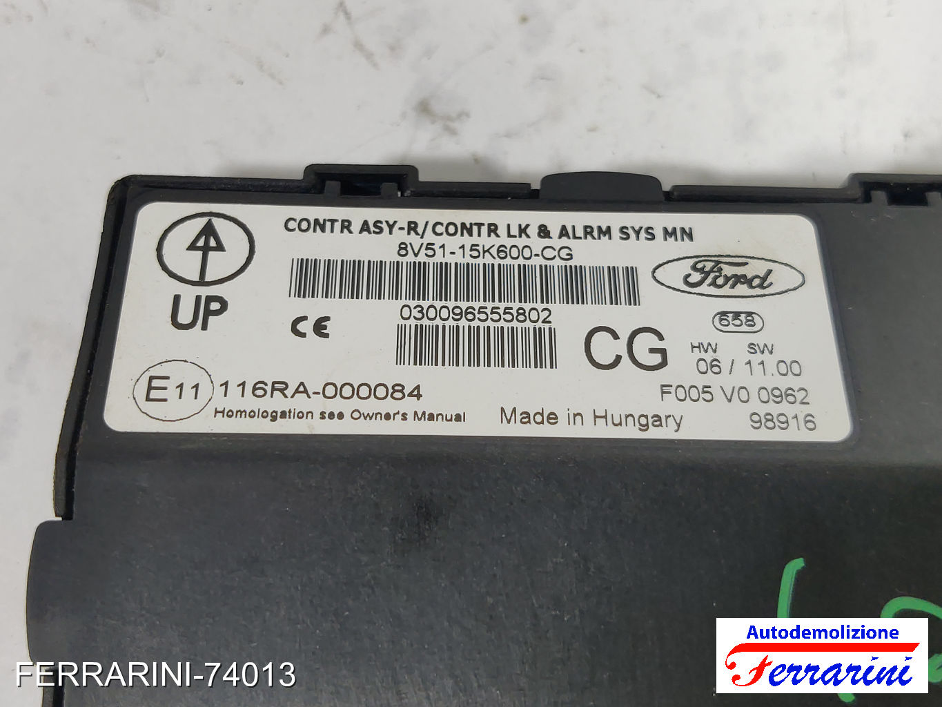 Body Computer FORD FIESTA 6 CB1, CCN 1.25 2008-2017 8V5115K600CG, F005VO0962