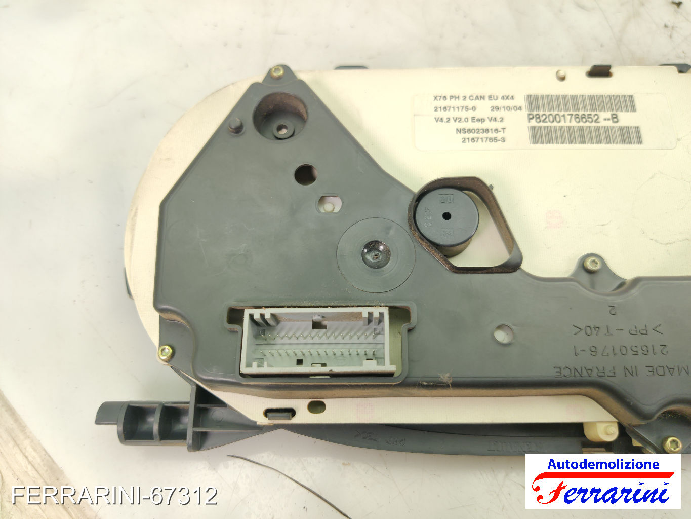Quadro Contachilometri RENAULT KANGOO KC0/1 1.5 DCI 2001-2007 8200176652 6