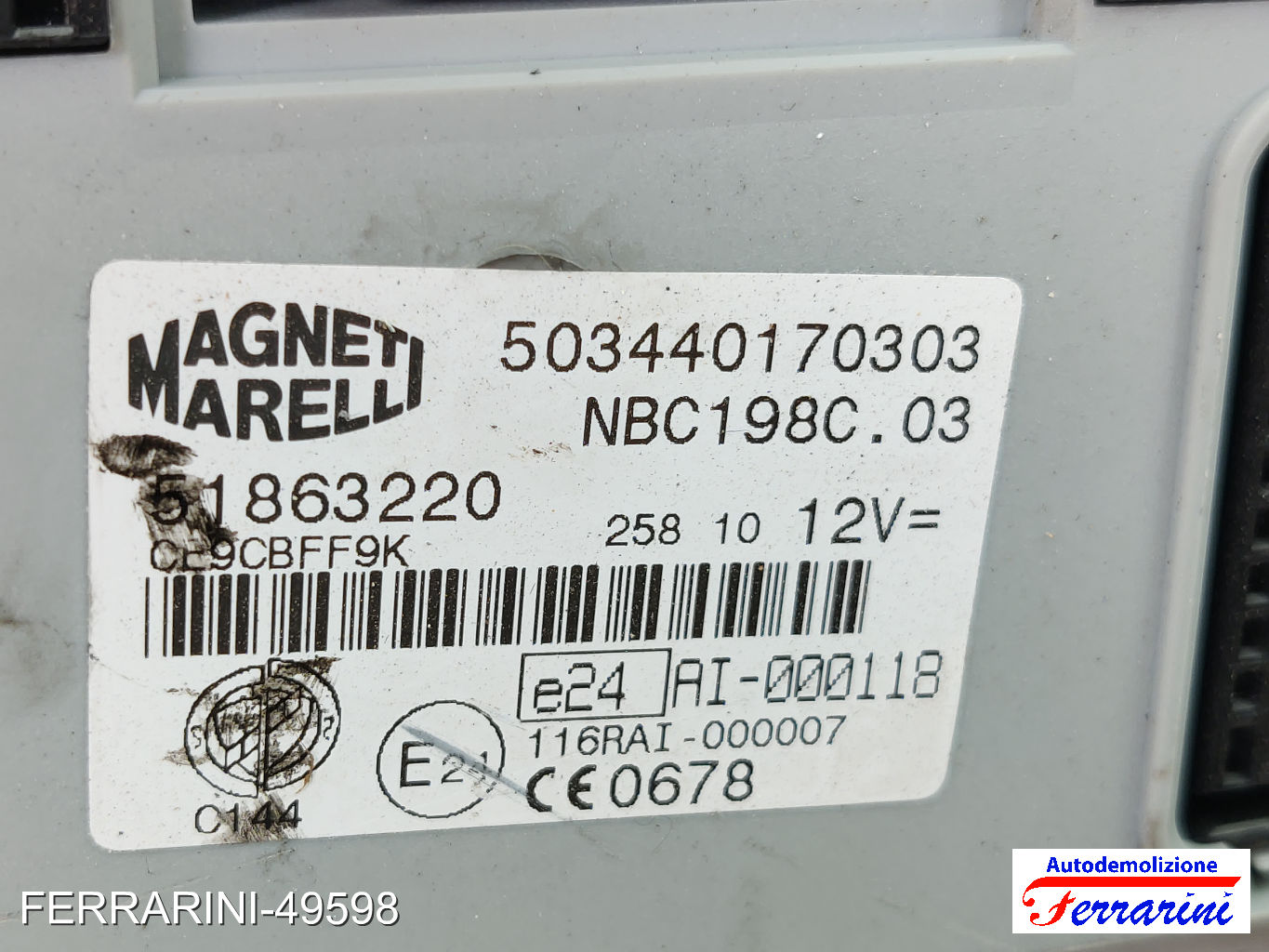 Kit Accensione FIAT BRAVO 2 198 2.0 D MULTIJET 2008-2014 0281017299, 51877431 7