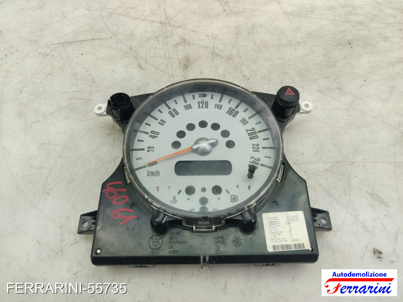 Quadro Contachilometri MINI - R50, R53 ONE 2001-2006 62116921518