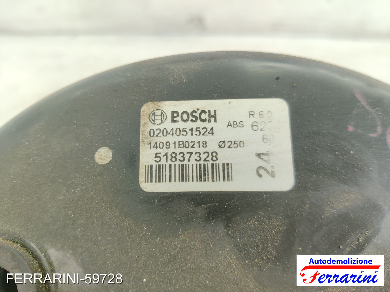 Servofreno FIAT DOBLO 223 1.6 16V 2001-2023 51837328, 0204051524, 14091B0218 6