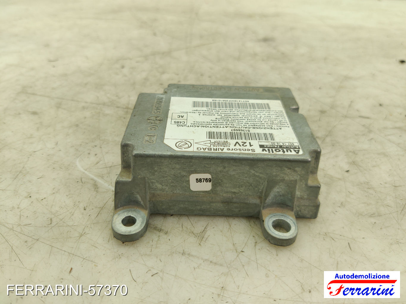 Centralina Airbag FIAT DOBLO 119, 223 2003-2010 51768697, 607141800, 216196945