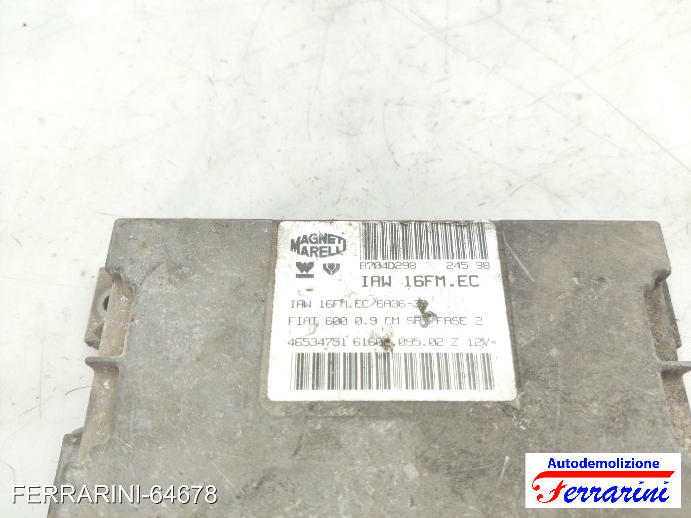 Centralina Motore FIAT SEICENTO 600 287 1.1 1998-2010 46534751, B704D298 7