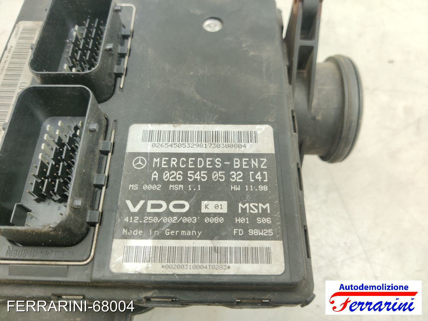 Centralina Motore MERCEDES CLASSE A W168 A 160 1997-2004 A0285453832, ZGS001 6