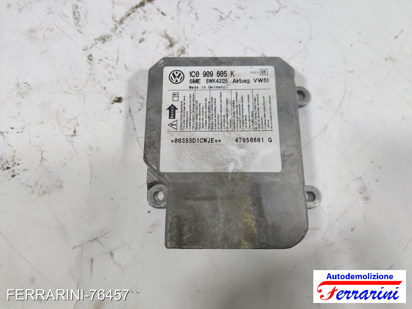 Centralina Airbag VW FOX 5Z1, 5Z3, 5Z4 2005-2011 1C0909605K, GVW51, 5WK43125