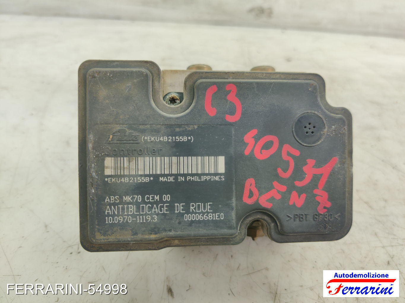 Centralina Pompa Abs CITROEN C3 1 FC, FN 1.1I 2002-2009 10097011193, 10020700374