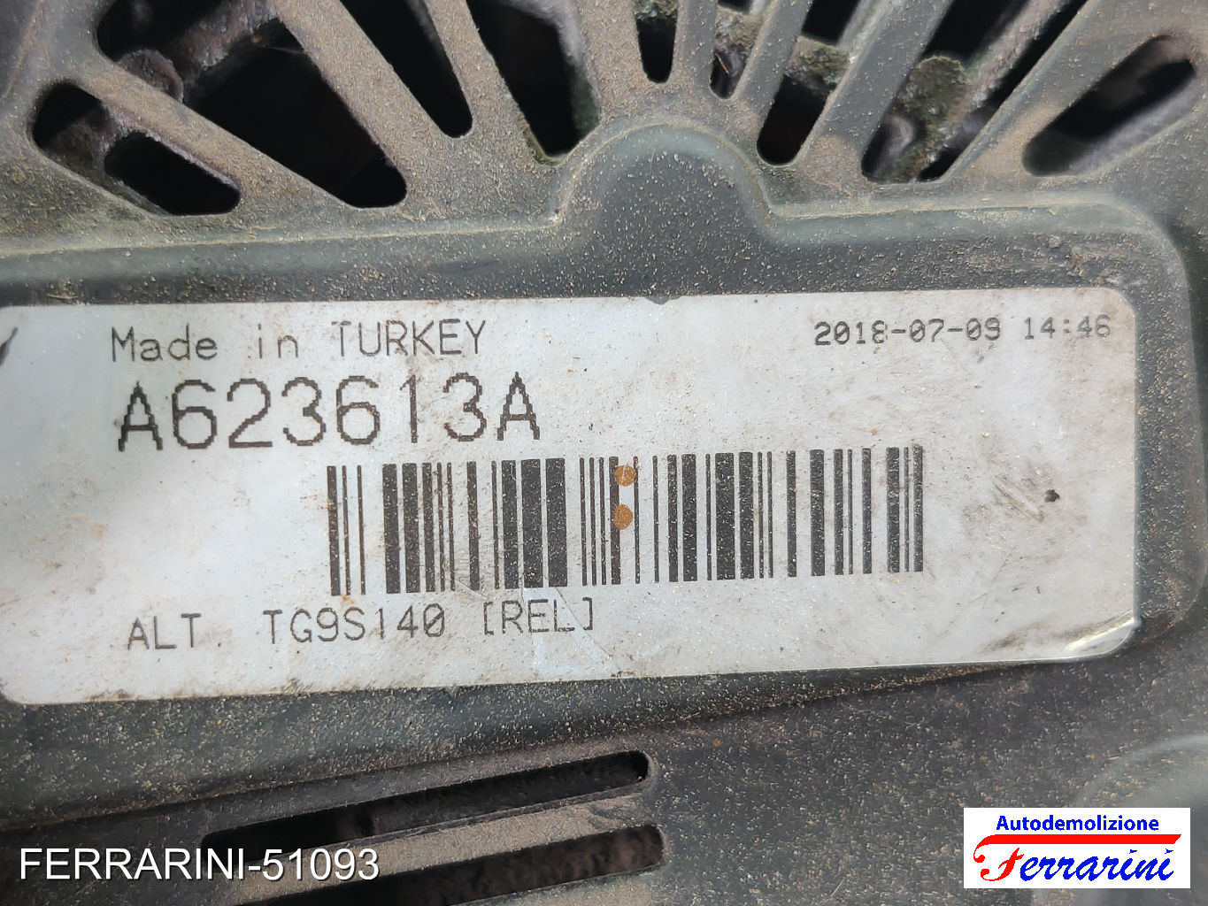 Alternatore FIAT PUNTO 188 1.3 JTD 16V 2003-2012 TG9S140, A623613A, 51984055