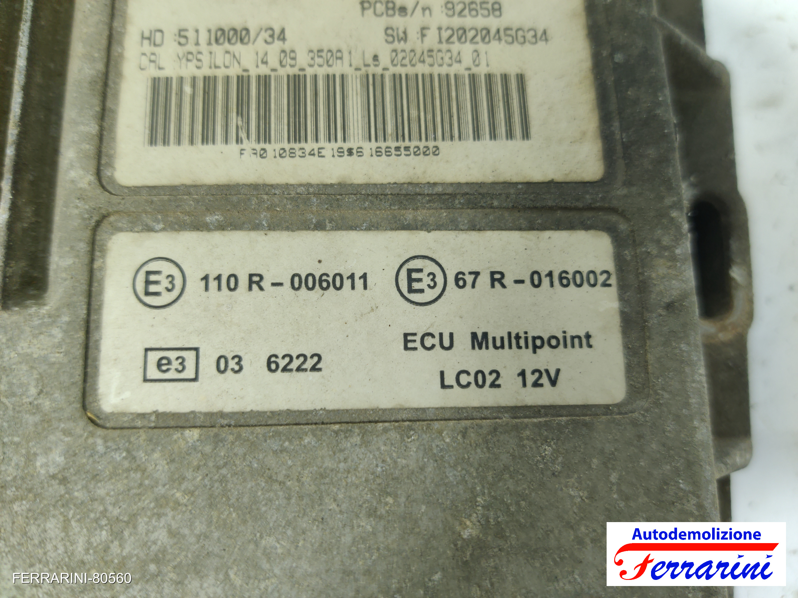 Centralina Gpl LANCIA YPSILON 843 1.4 LPG 2010-2011 616511393, F1202045G34