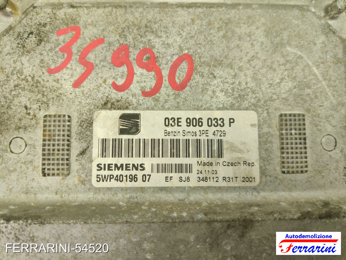 Centralina Motore SEAT IBIZA 3 6L1 1.2 2002-2006 03E906033P, 5WP4019607