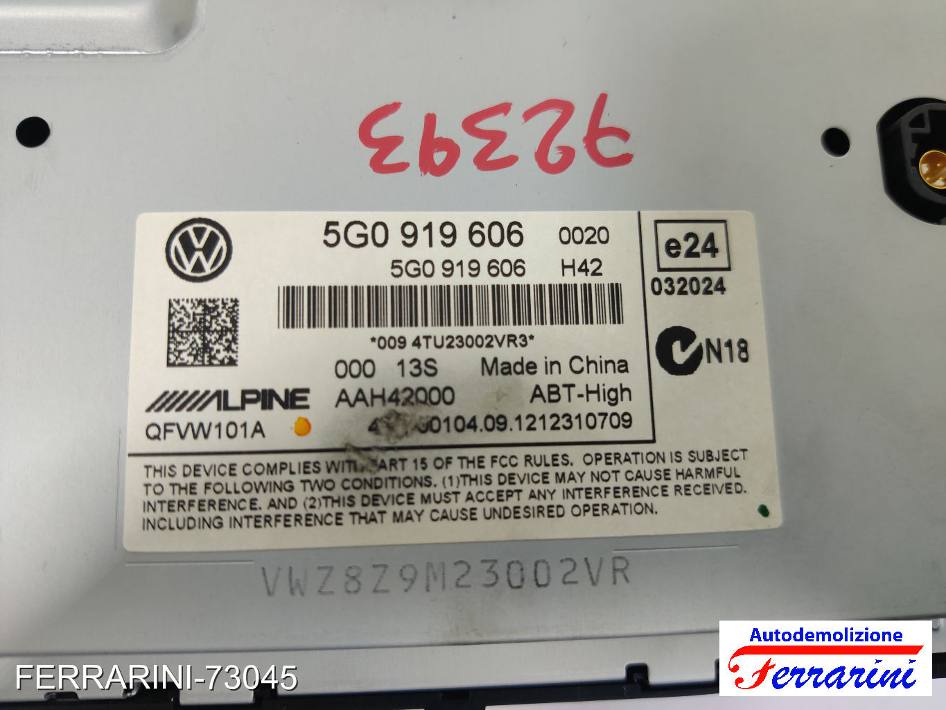 Navigatore Gps VW GOLF 7 5G1, BE1, BE2, BQ1 2012-2020 5G0919606, 0094TU23002VR3 6