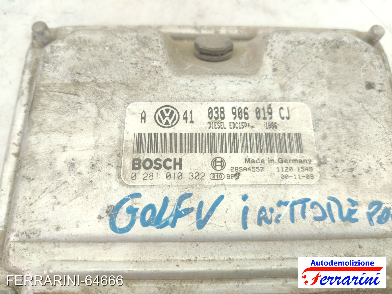 Centralina Motore VW GOLF 4 VARIANT 1J5 1.9 TDI 1999-2001 038906019CJ 6