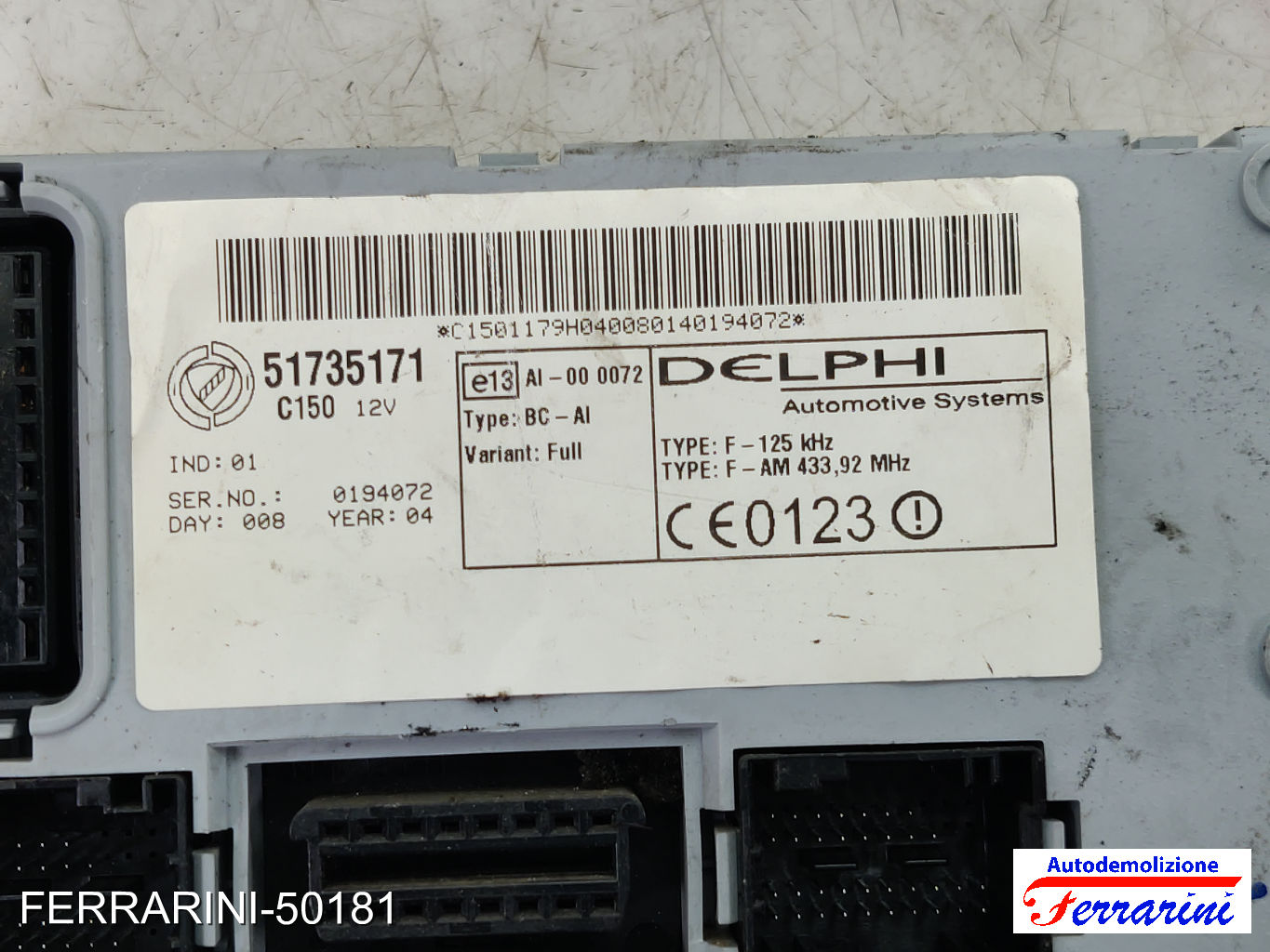 Body Computer FIAT PUNTO 188 1.2 60 1999-2010 51735171 7
