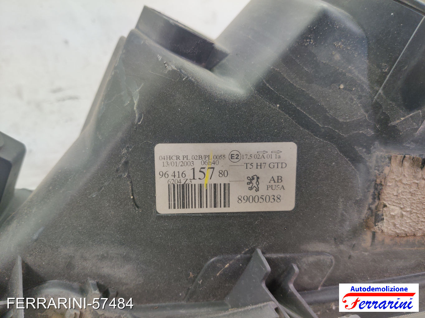 Faro Anteriore PEUGEOT 307 SW 3H 2002-2009 sinistro, sx 6204Z3, 6204ZR 7