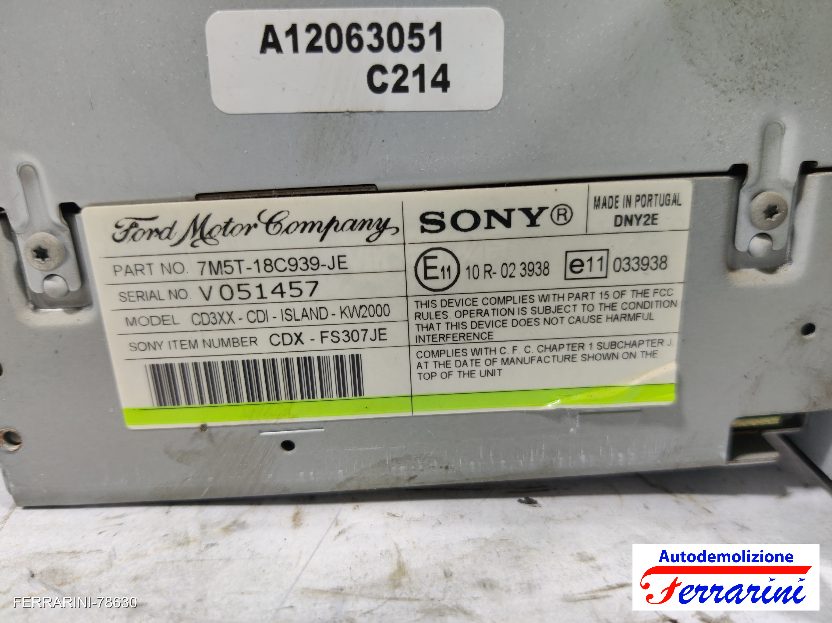 Stereo Radio FORD FOCUS 2 SW DA, DS, FFS 2004-2012 7M5T18C939JE, V051457, DNY2E