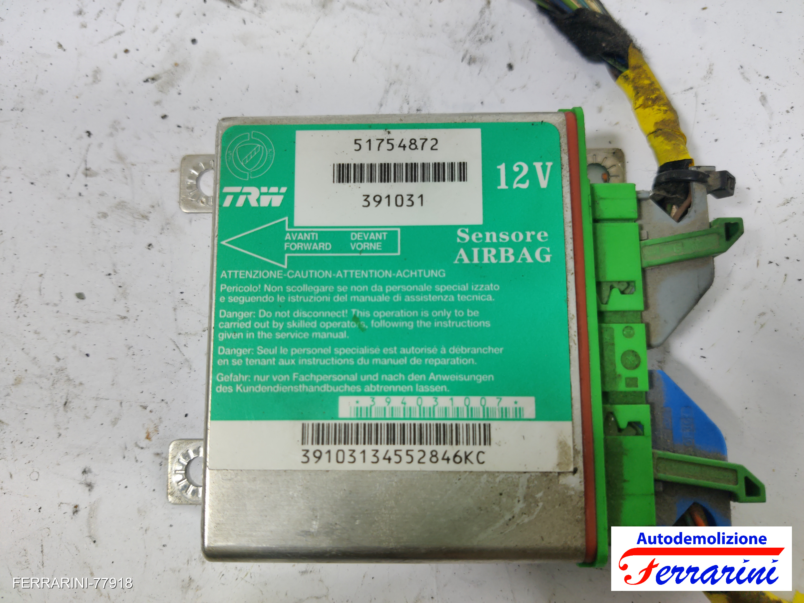 Centralina Airbag FIAT GRANDE PUNTO 199 2005-2010 51754872, F199178306PTSJ05035