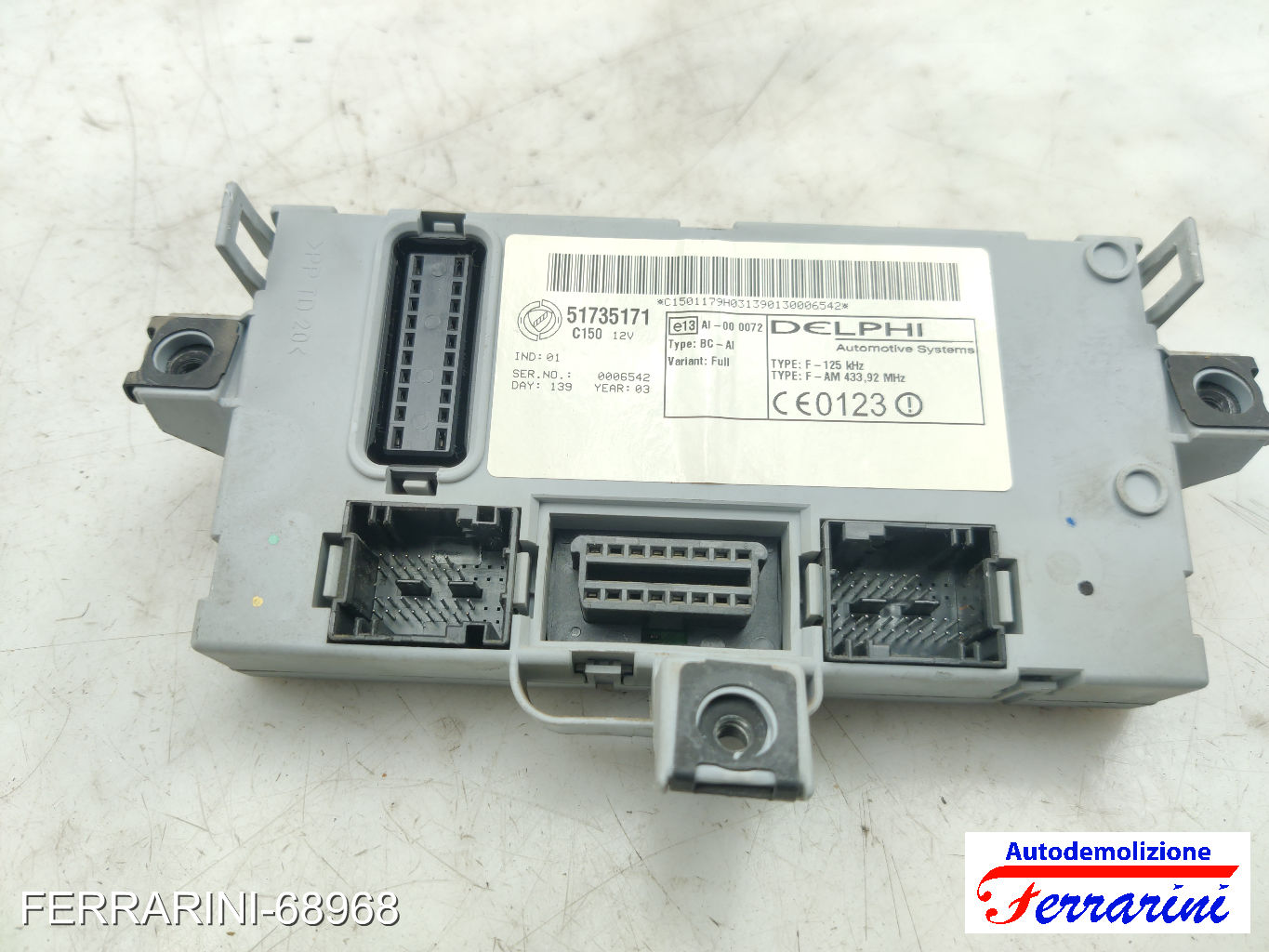 Body Computer FIAT PUNTO 188 1.2 16V 80 1999-2006 51735171 8