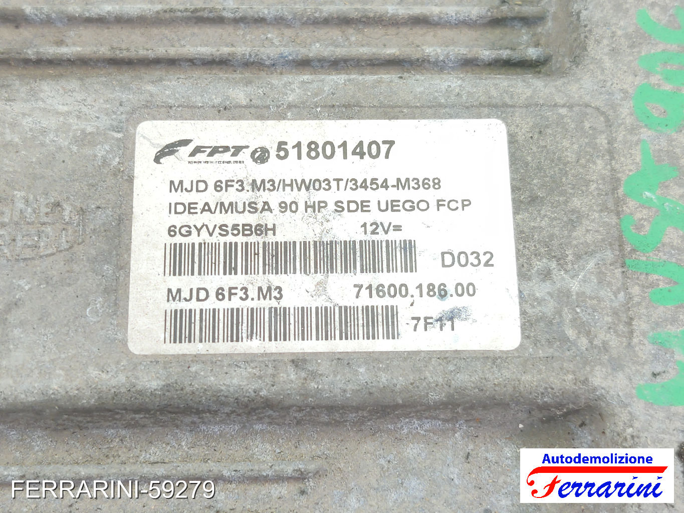 Centralina Motore FIAT IDEA 350 1.3 D MULTIJET 2005-2016 51801407, HW03T