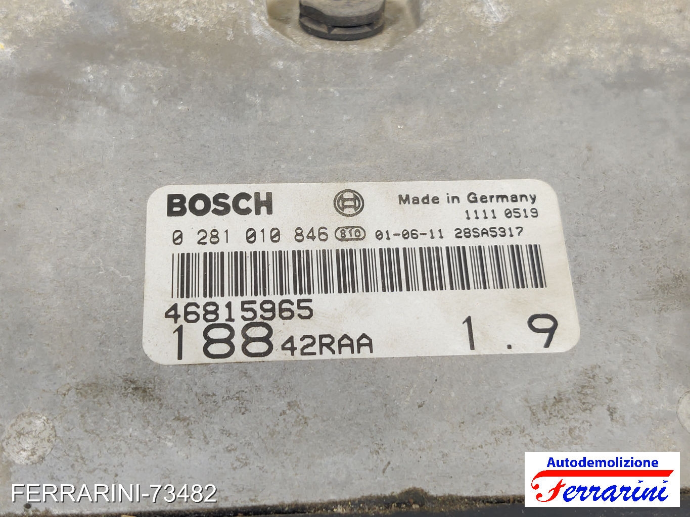 Kit Accensione FIAT PUNTO 188 1.9 JTD 2001-2012 0281010846 8
