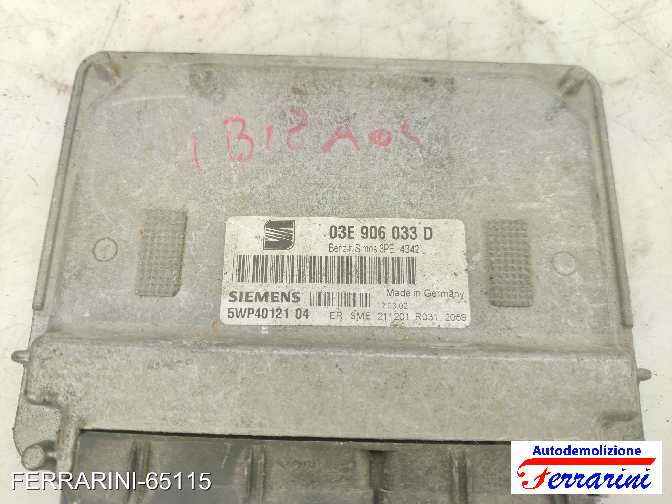 Centralina Motore VW POLO 9A, 9N 1.2 12V 2001-2007 03E906033D, 5WP40121 6