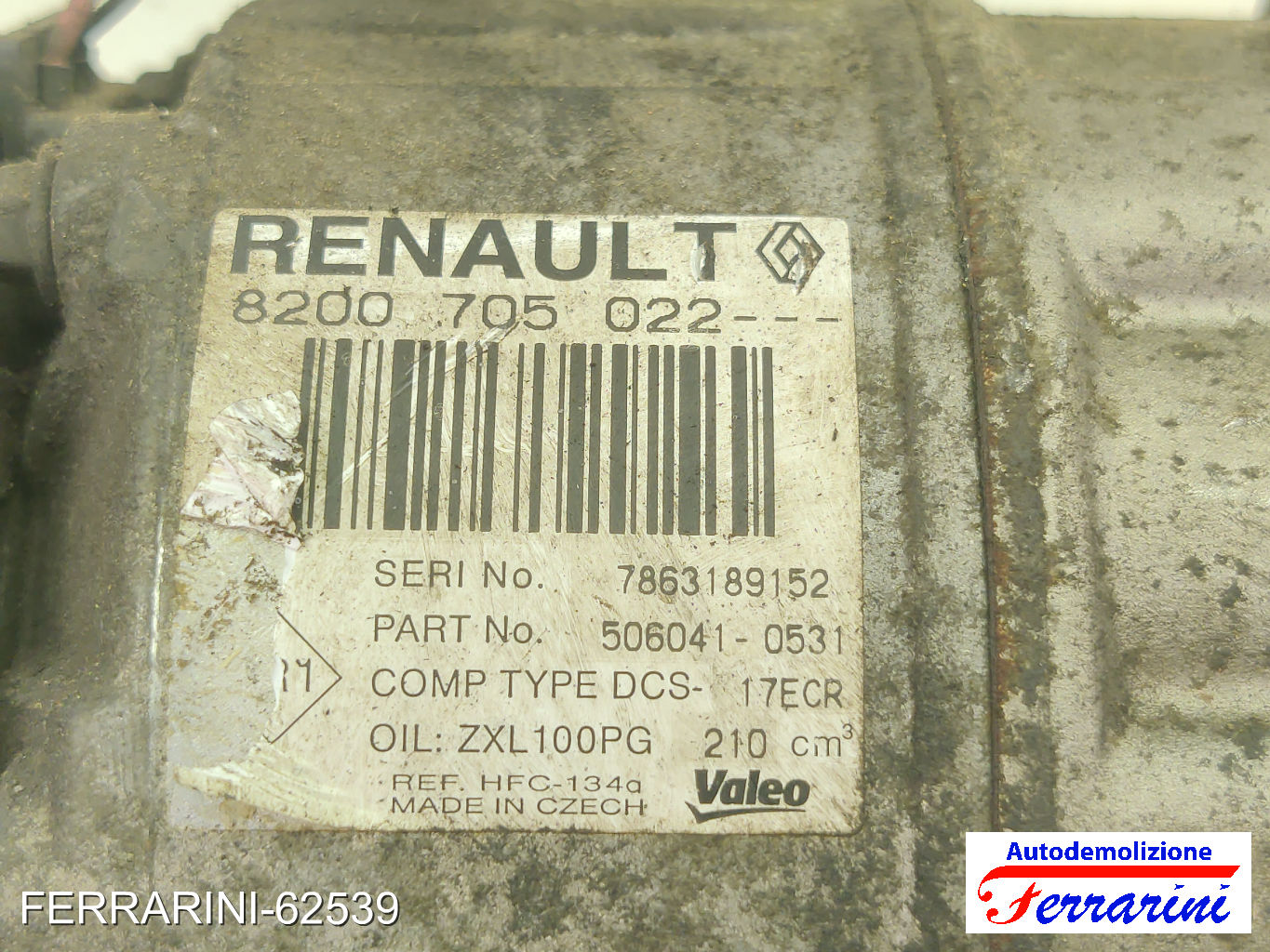 Compressore Clima OPEL VIVARO A X83 1.9 DTI 2001-2014 8200705022, 8200577732