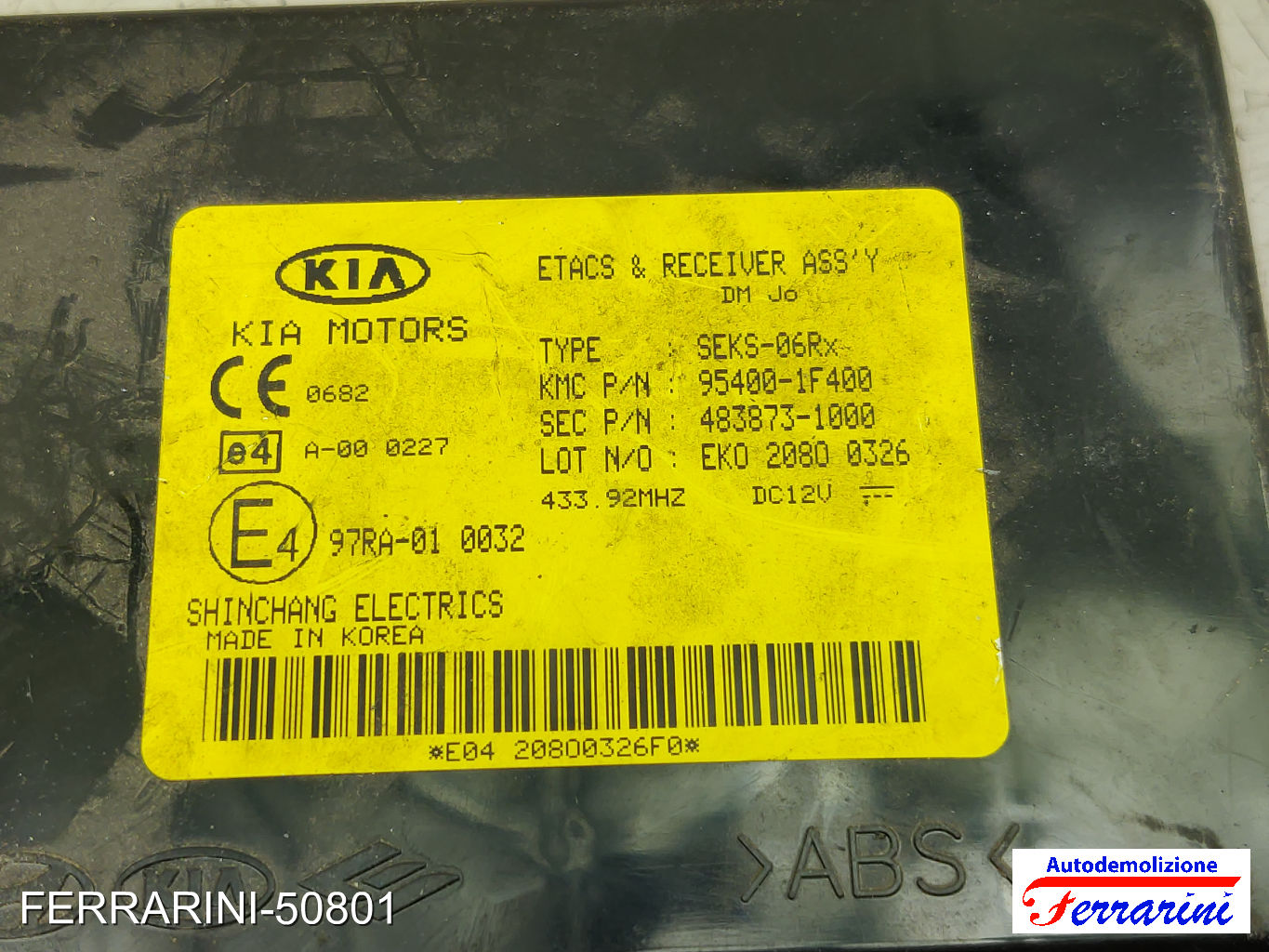 Kit Accensione KIA SPORTAGE JE, KM 2.0I 16V 2004-2009 5WY1H08A, SEKS06RX