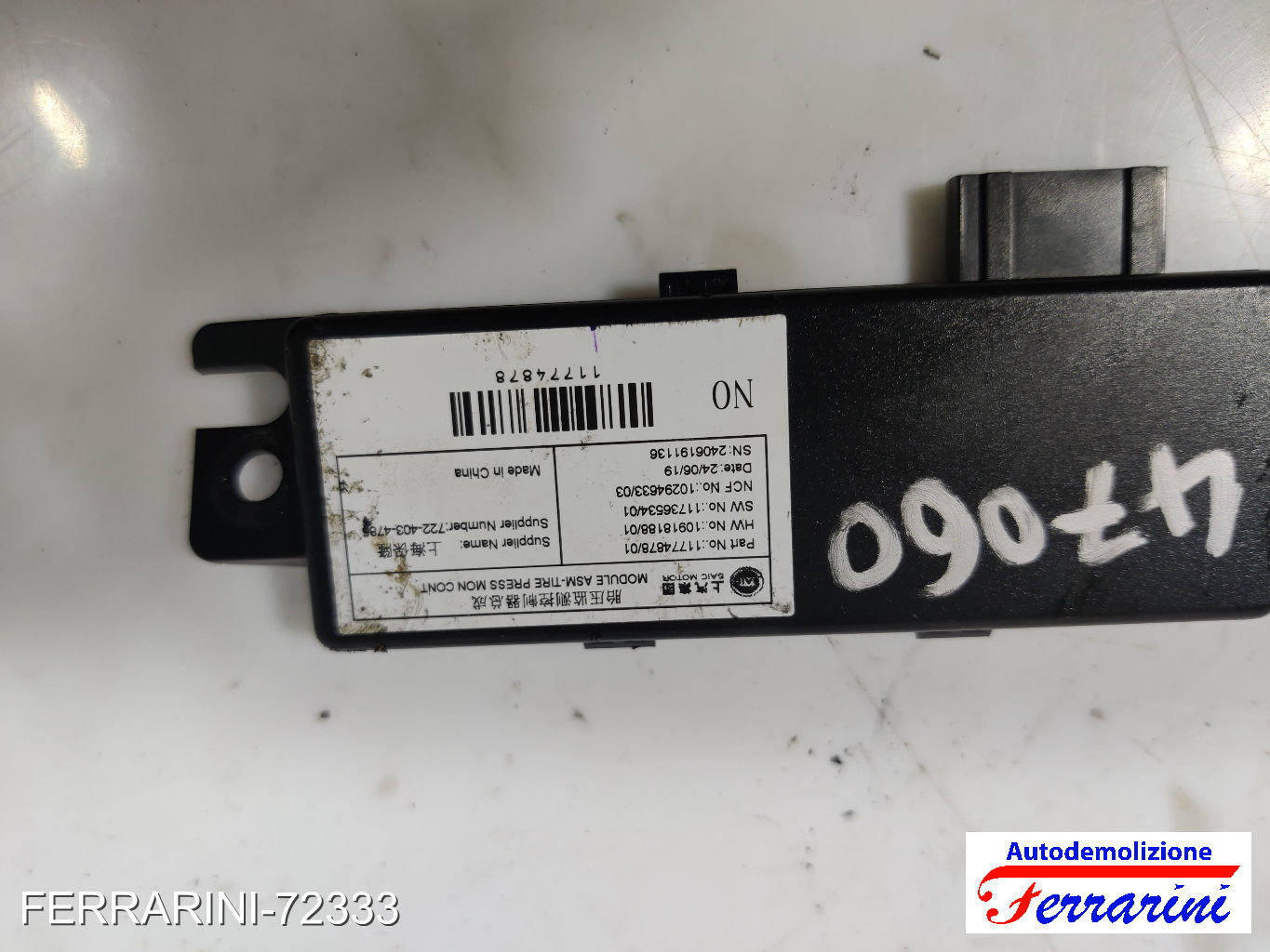 centralina TPMS pressione pneumatici MG MG ZS SUV 1.5 VTI 2017-2023 11774878