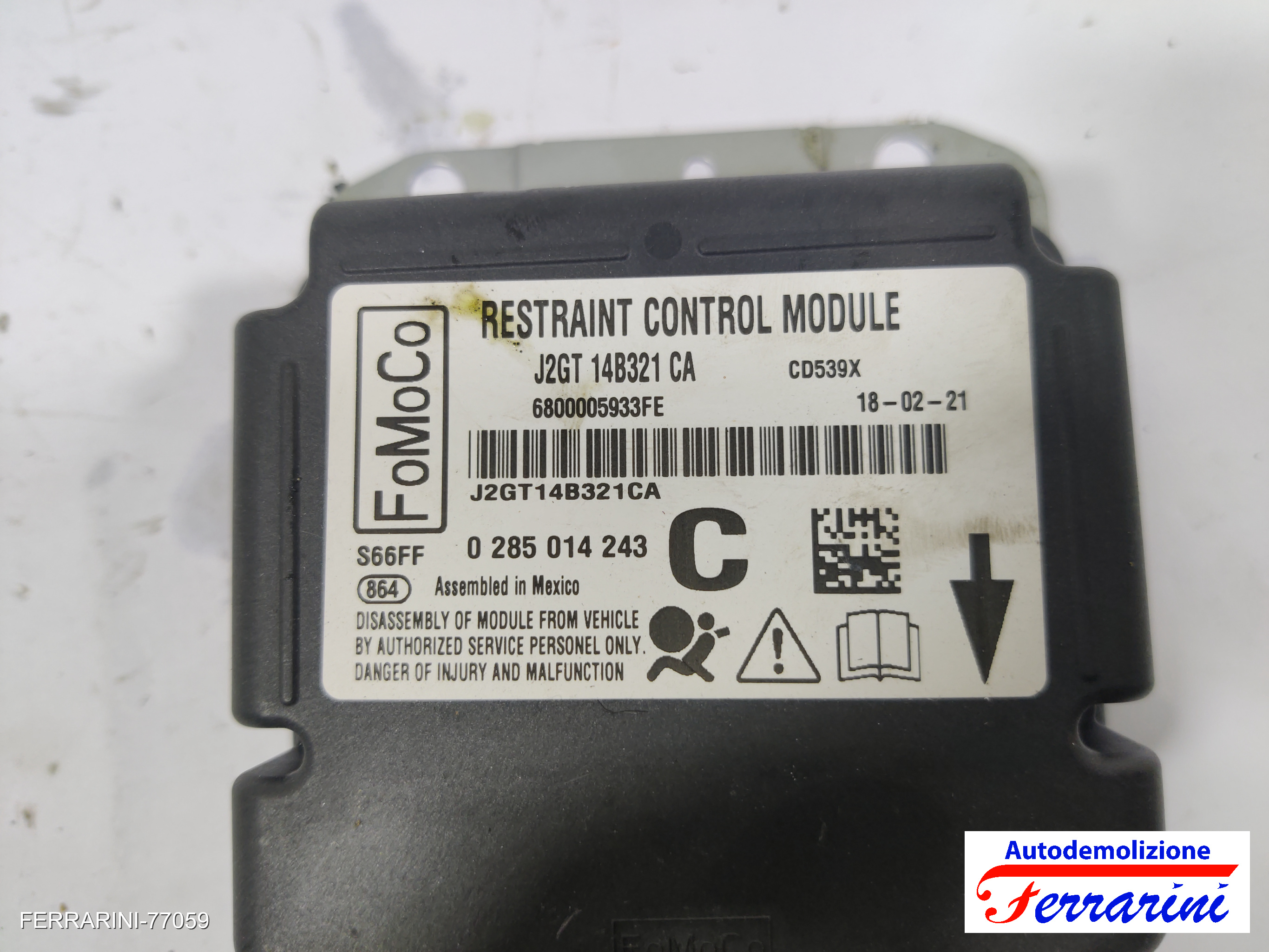 Centralina Airbag FORD EDGE 2015-2018 J2GT14B321CA, 6800005933FE, CD539X