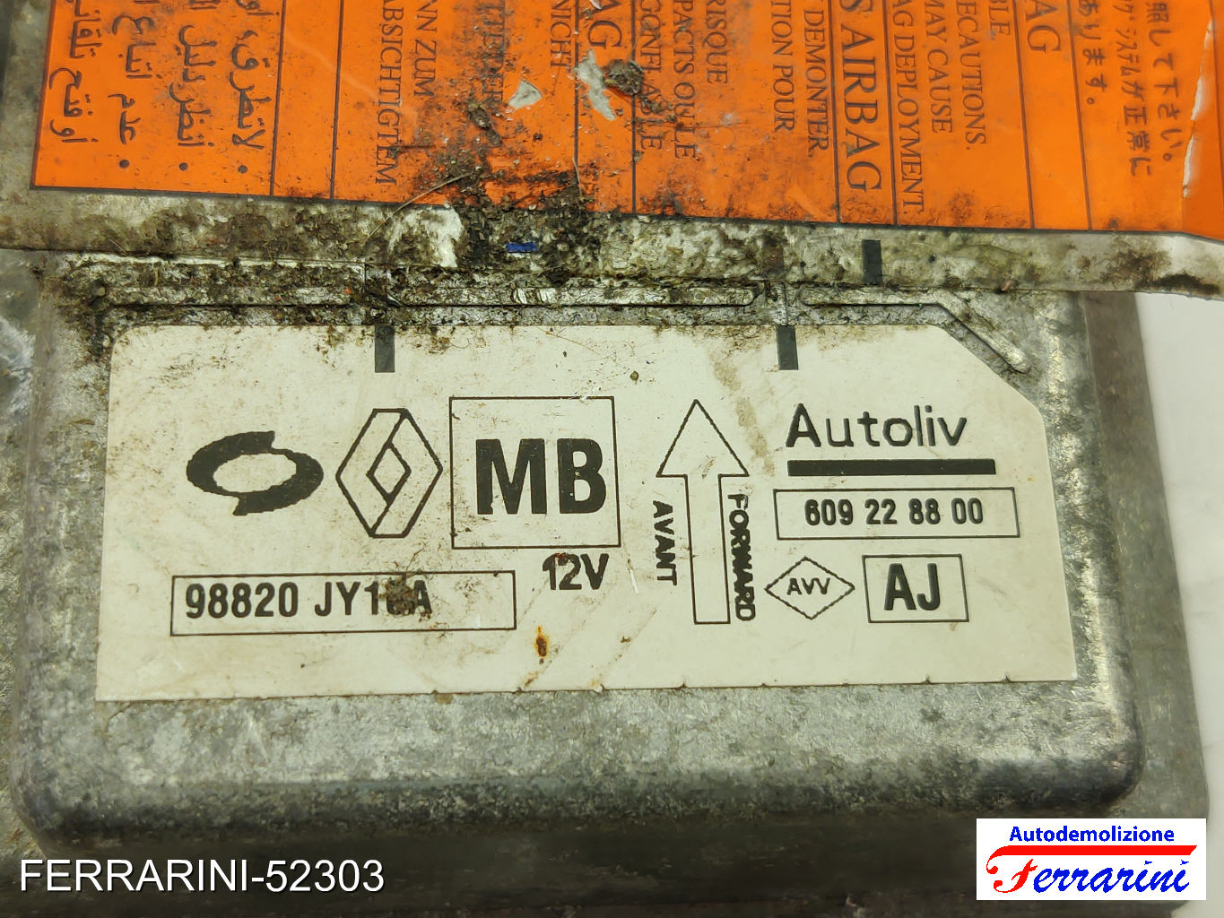 Centralina Airbag RENAULT KOLEOS 1 HY 2008-2023 609228800, 98820JY0A