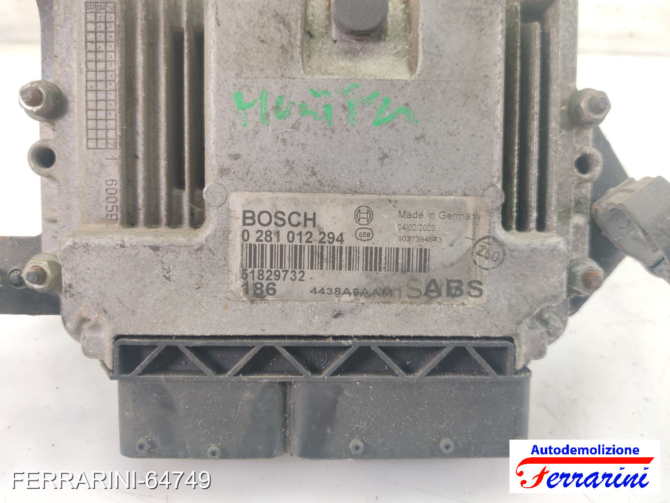 Centralina Motore FIAT MULTIPLA 186 1.9 JTD 115 2002-2010 51829732, 0281012294 8