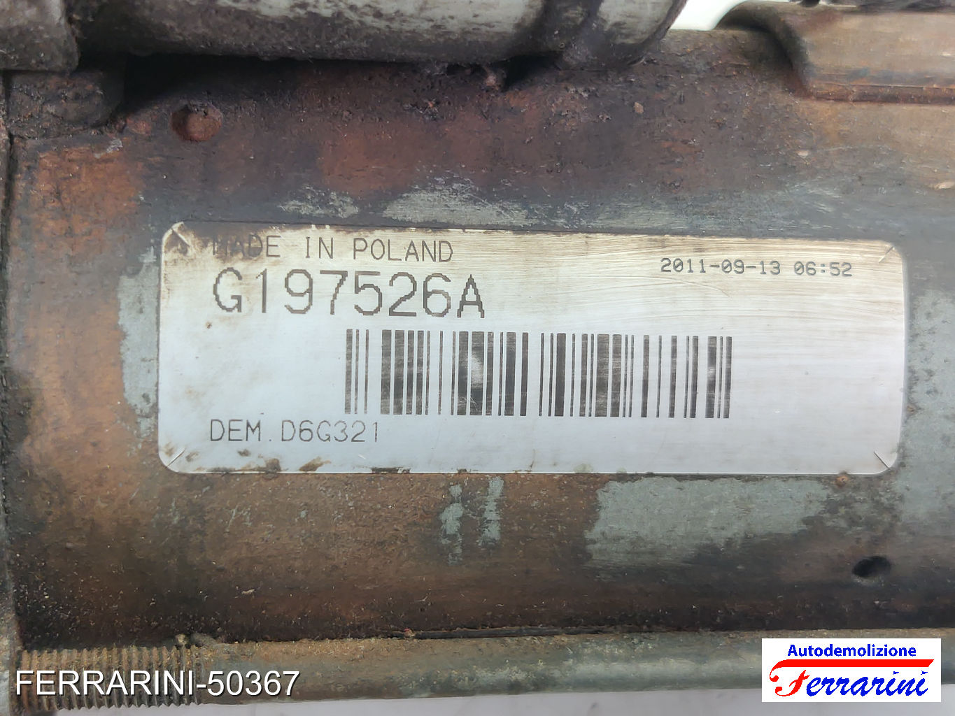 Motorino Avviamento FIAT IDEA 350 1.3 D MULTIJET 2004-2012 D6G321, G197526A