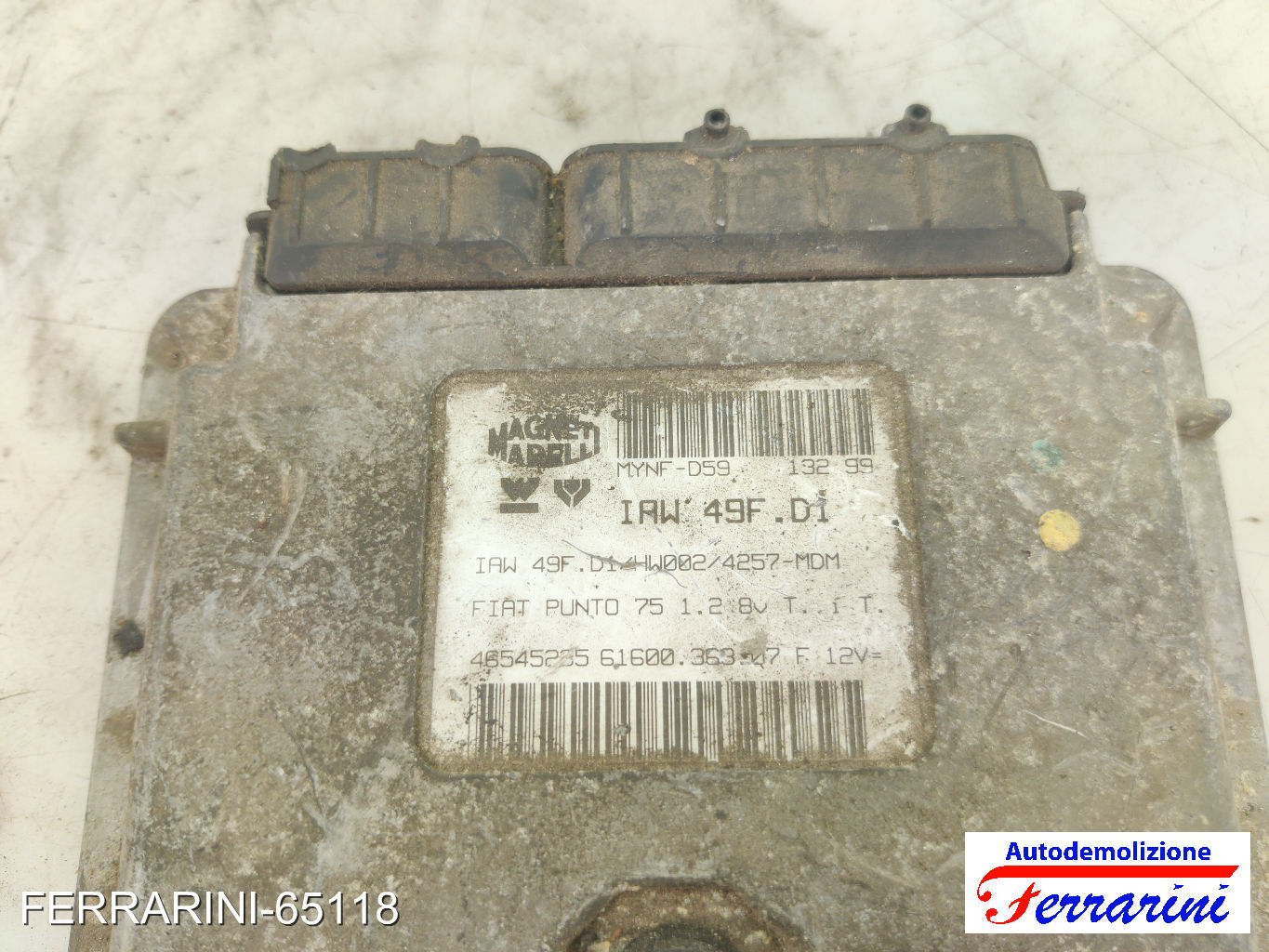 Centralina Motore FIAT PUNTO 176 75 1.2 1993-1999 46545235, 61600363007