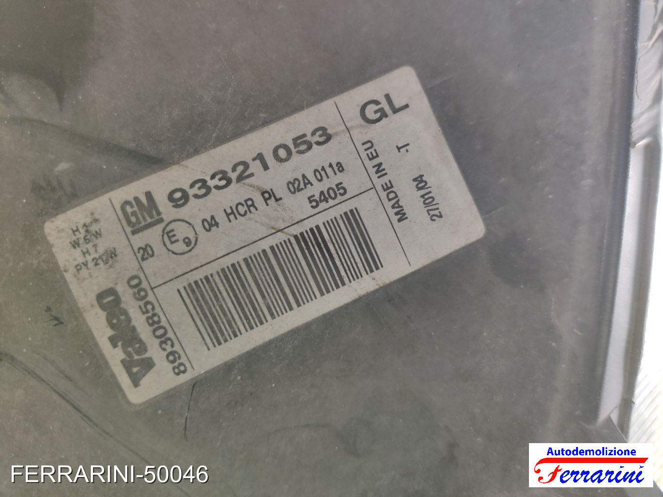 Faro Anteriore OPEL MERIVA A X03 2003-2010 destro, dx 93321053, 89308560