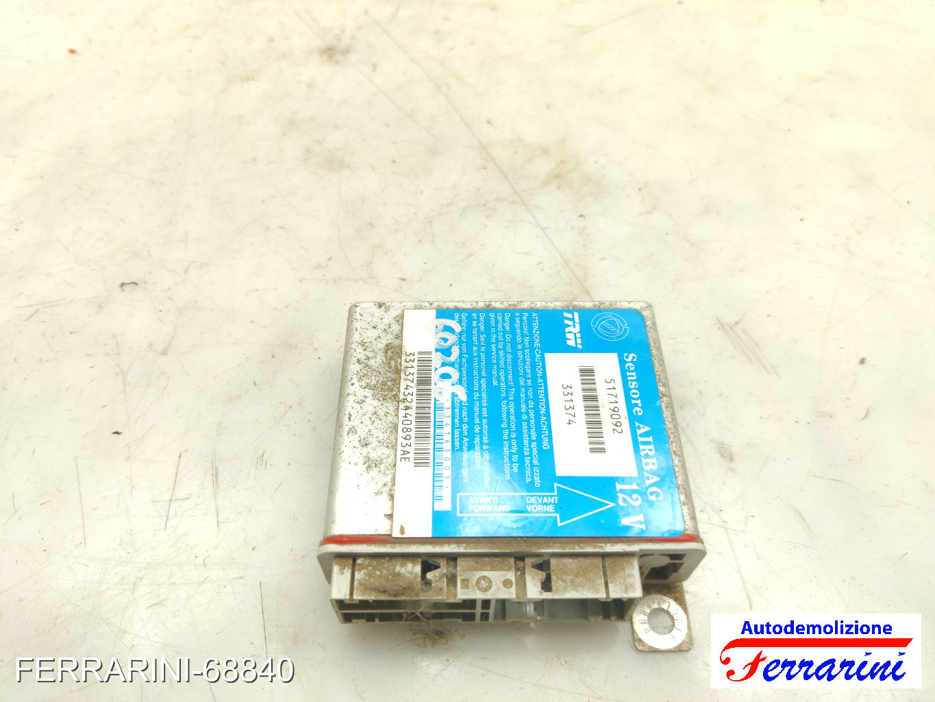 Centralina Airbag FIAT PUNTO 188 2003-2012 51719092, 51822437, 331374