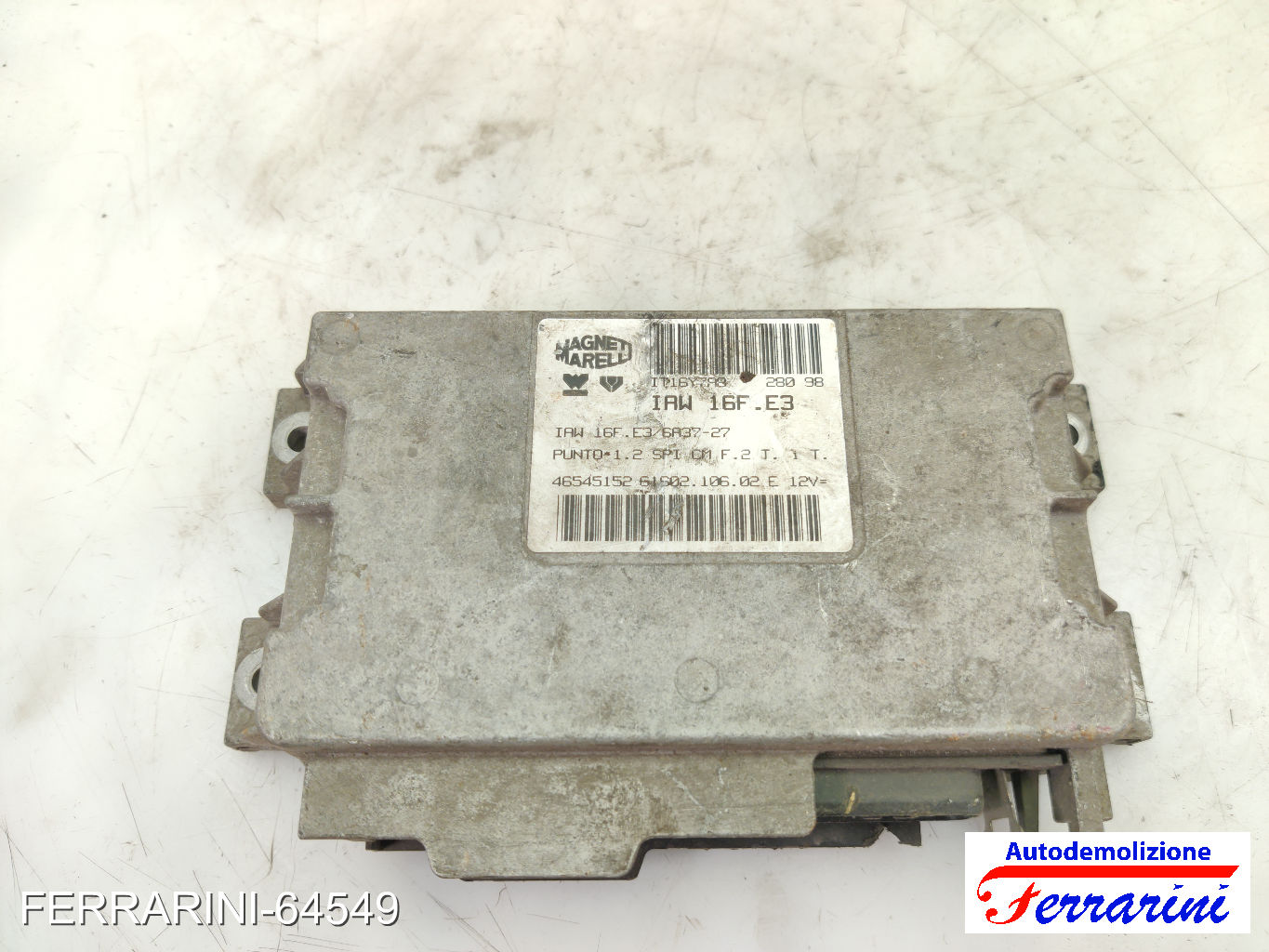 Centralina Motore FIAT PUNTO 176 60 1.2 1993-1999 46545152, 26150210602, ID16Y98
