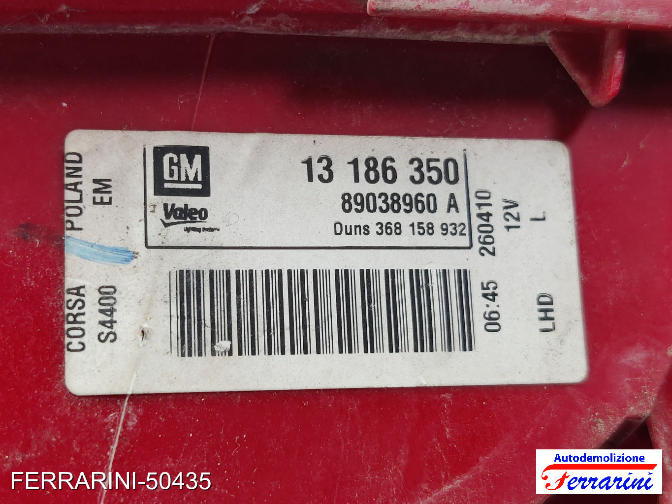 Fanalino Stop Posteriore OPEL CORSA D S07 2009-2014 sinistro, sx 13186350