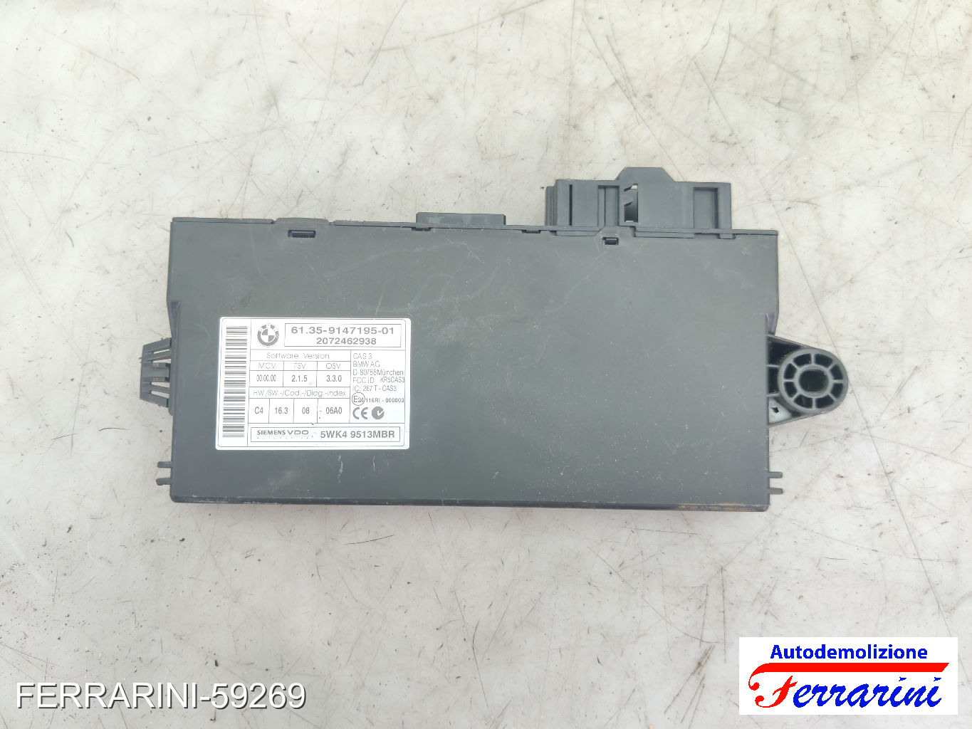 Centralina CAS 3 BMW SERIE 3 E90 320 SI 2005-2006 61359147195, 6135914719501 7
