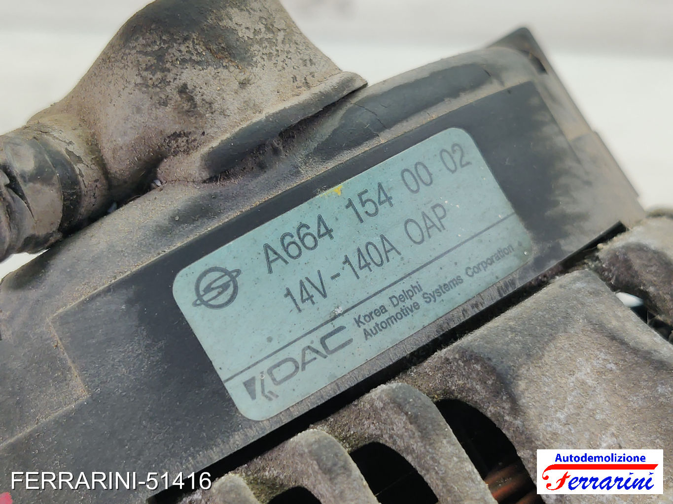 Alternatore SSANGYONG KYRON 2.0 XDI 4X4 2005-2023 A6641540002, 6651540002