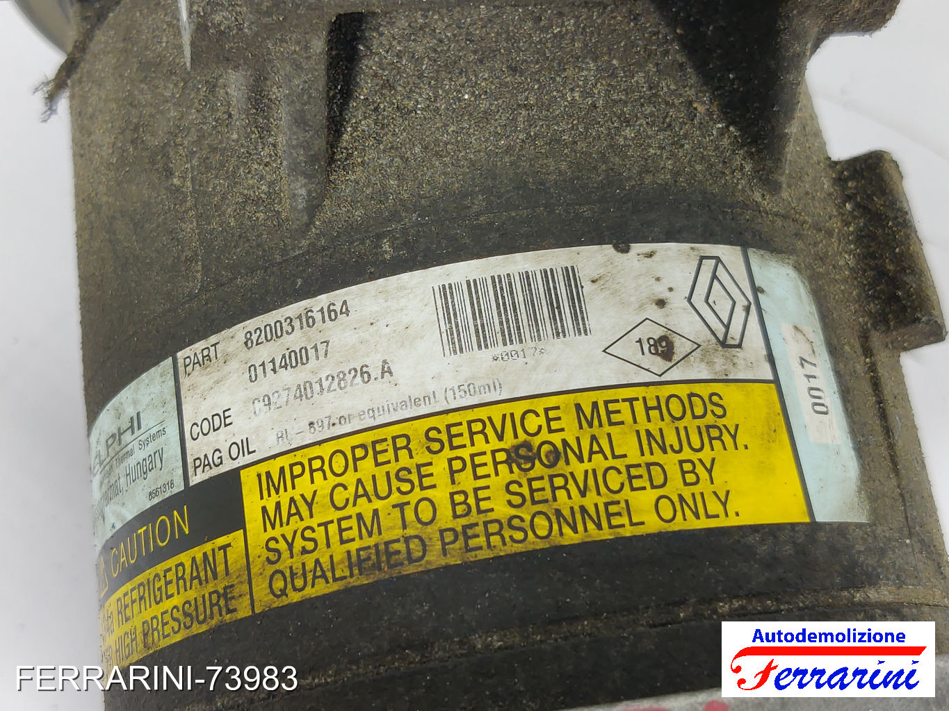 Compressore Clima RENAULT SCENIC 2 JM0/1 1.5 DCI 2003-2005 8200316164