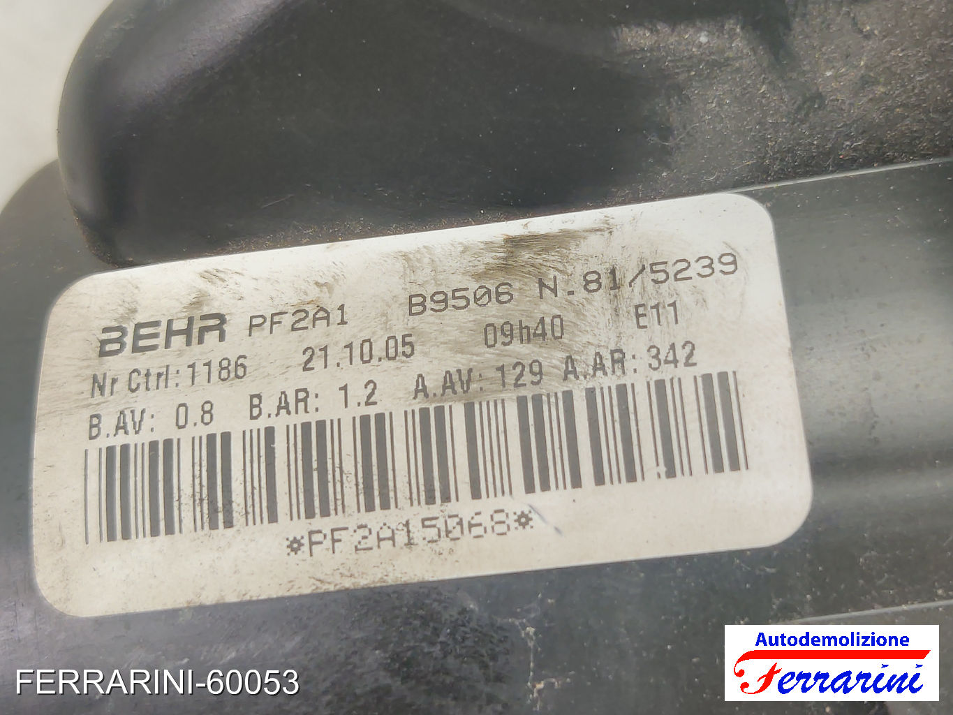 Ventola Stufa PEUGEOT 307 3A/C 2005-2009 6441Y7, 6441S6, 6441T8