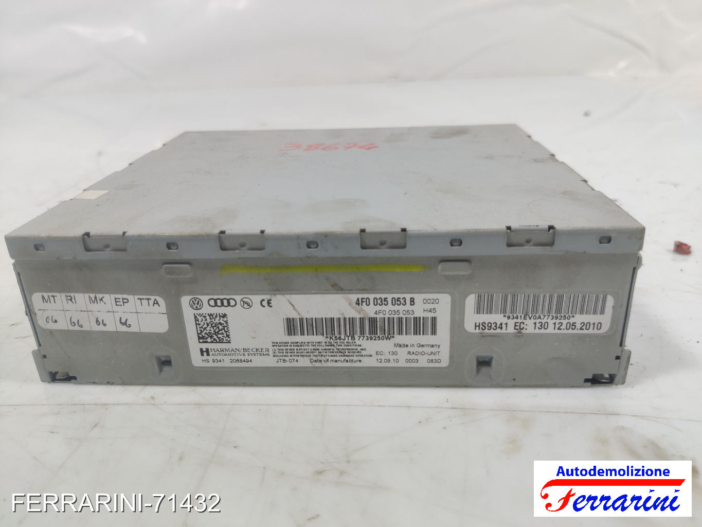 Modulo Tuner Stereo Radio AUDI A4 AT 8K5 2008-2015 4F0035053B, 5412088494 8