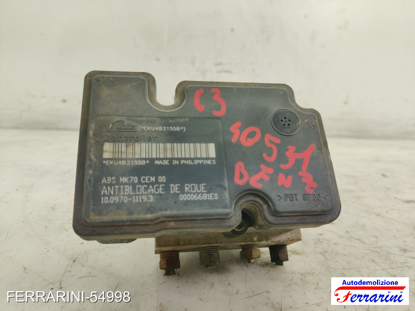 Centralina Pompa Abs CITROEN C3 1 FC, FN 1.1I 2002-2009 10097011193, 10020700374