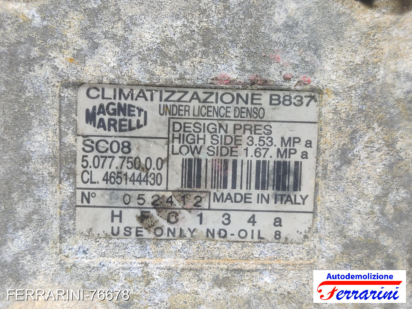 Compressore Clima FIAT PUNTO 176 1.2 16V 1997-1999 46514443, 46785773, 46757377