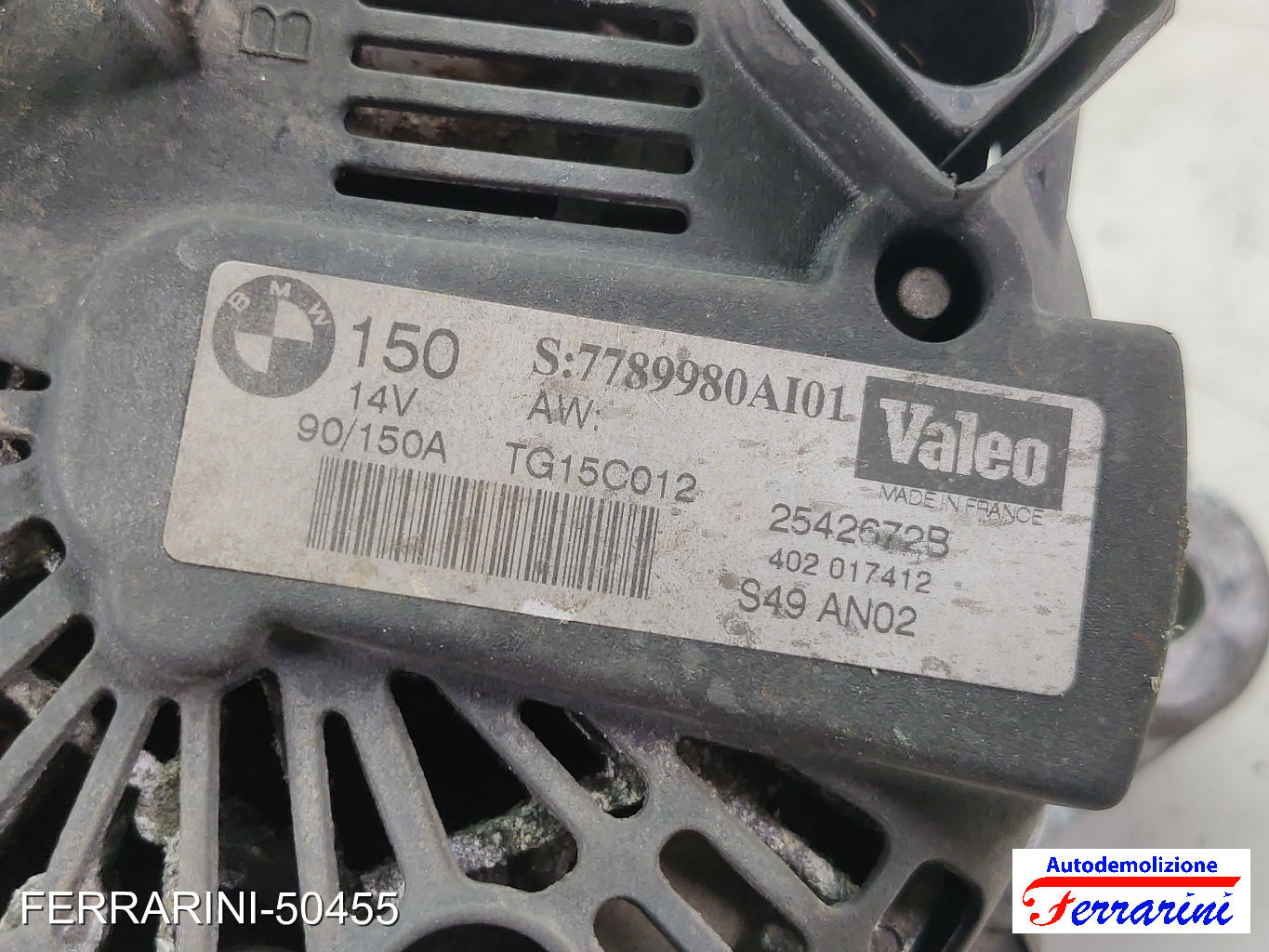 Alternatore BMW SERIE 3 E46 320D 1998-2001 7789980AI01, TG15C012, 2542672B