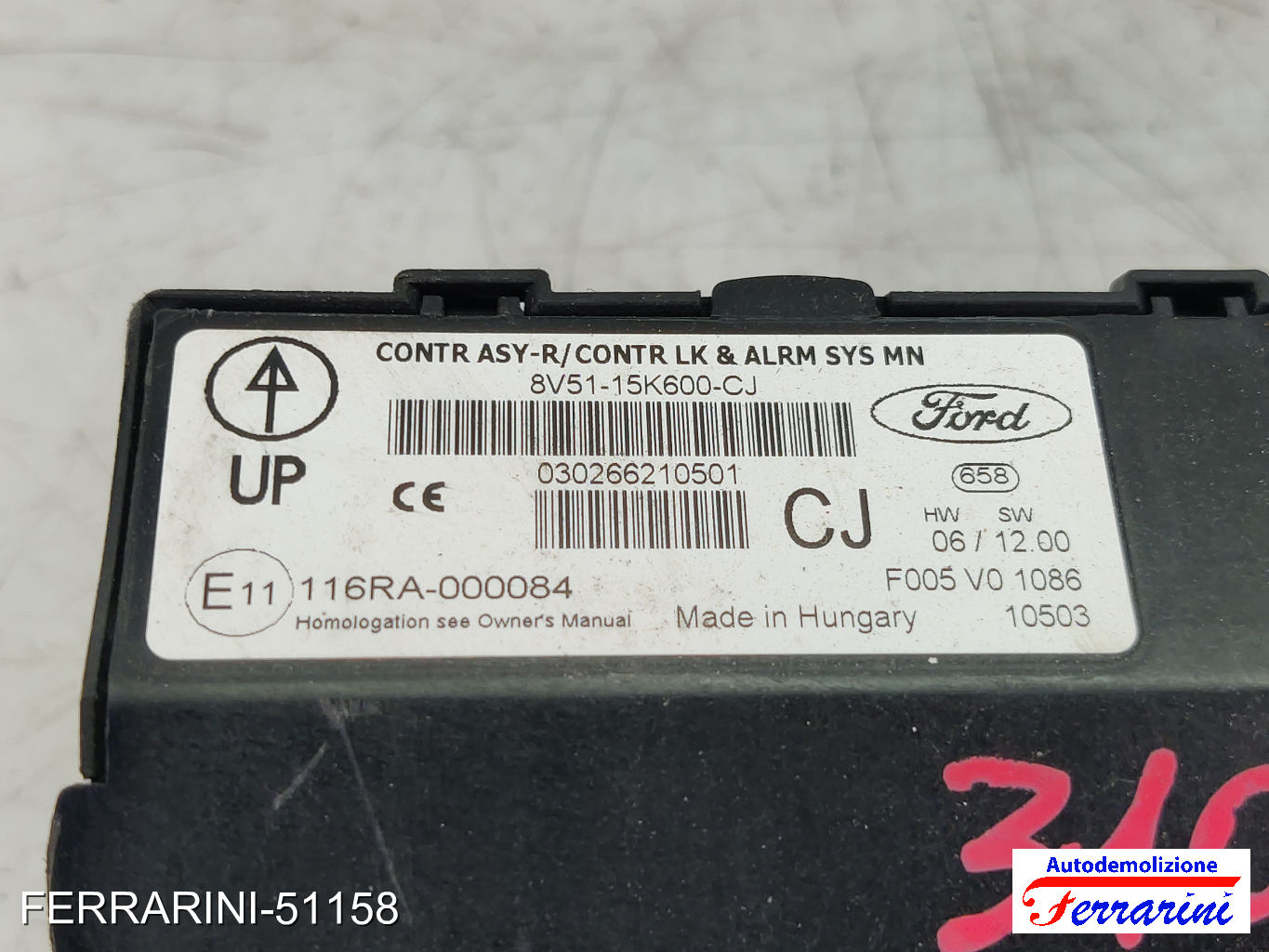 Body Computer FORD FIESTA 6 CB1, CCN 1.4 2008-2012 8V5115K600CJ, 030266210501 6