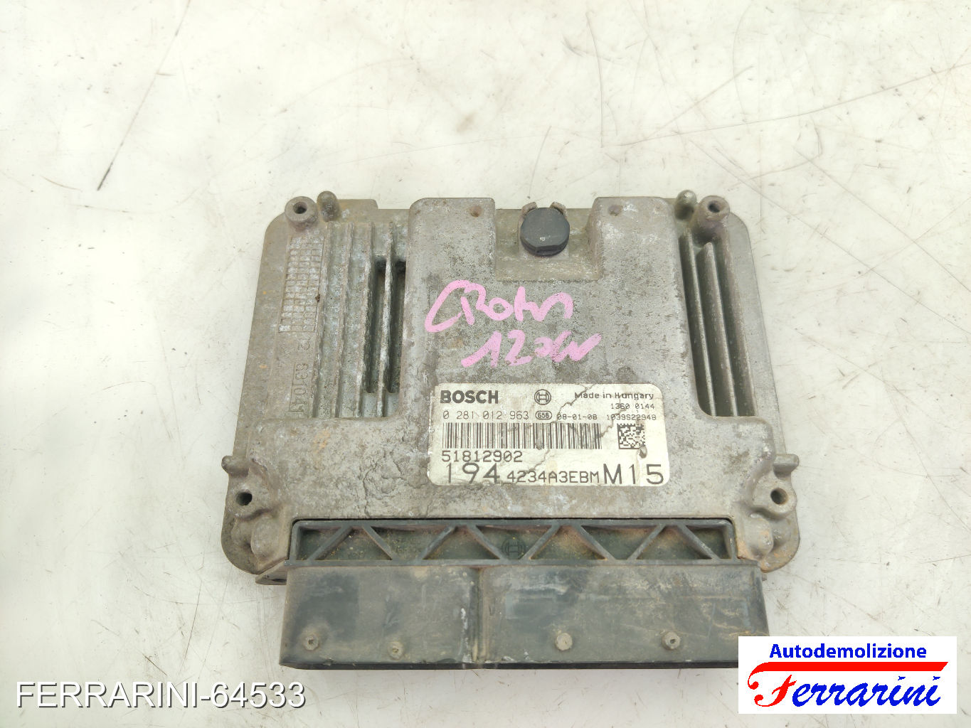 Centralina Motore FIAT CROMA 194 1.9 D MULTIJET 2005-2011 51812902, 0281012963