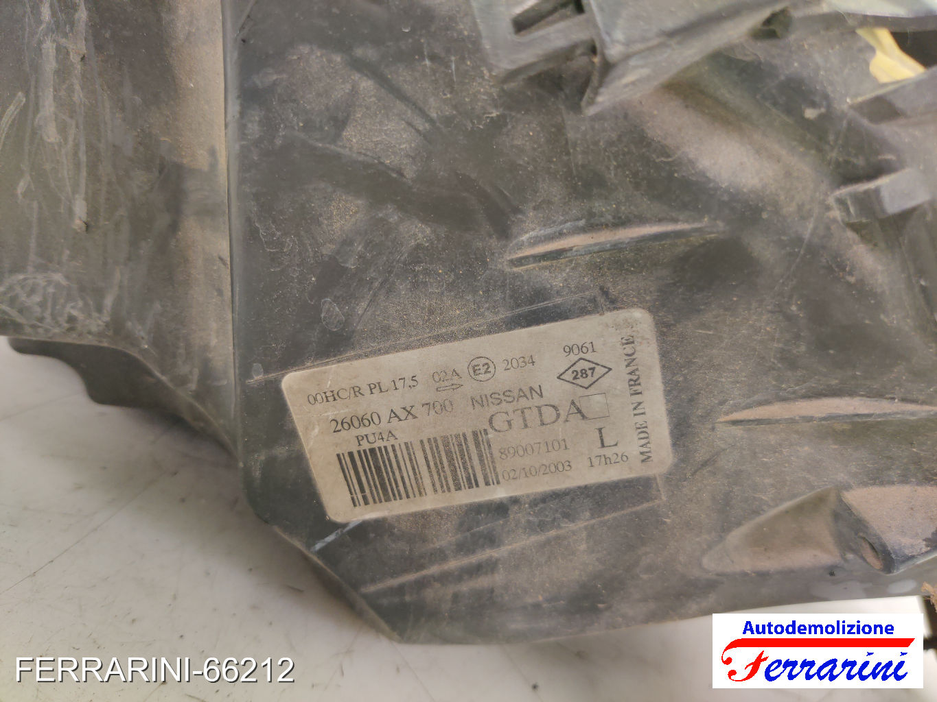 Faro Anteriore NISSAN MICRA 3 K12 2003-2010 sinistro, sx 26060AX700, 26060AX600